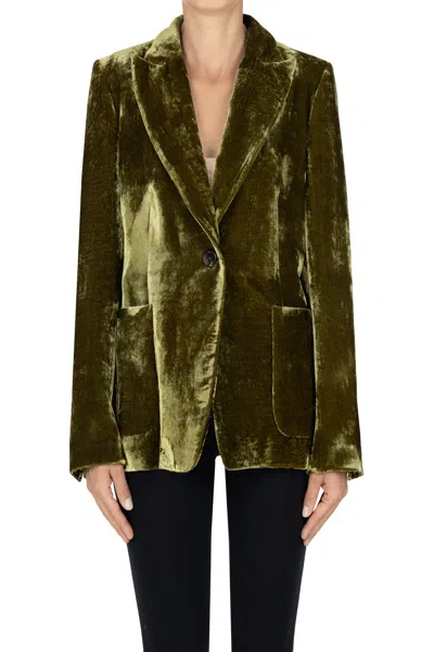 Kiltie New Sofia Velvet Blazer In Green