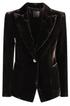 Kiltie Velvet Single-button Blazer In Brown