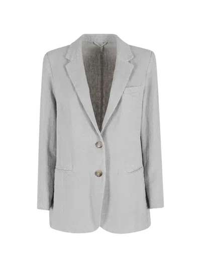 Kiltie Notched-lapel Blazer In Gray