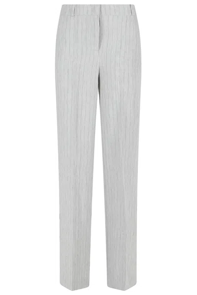 Kiltie Andrea Vertical-stripe Straight-leg Trousers In Gray
