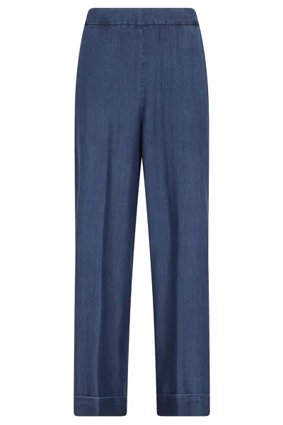 Kiltie Pressed-crease Straight Trousers In Blue