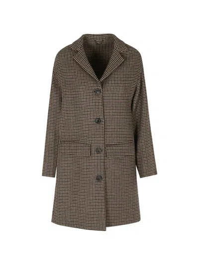 Kiltie Paul Houndstooth-pattern Coat In Brown