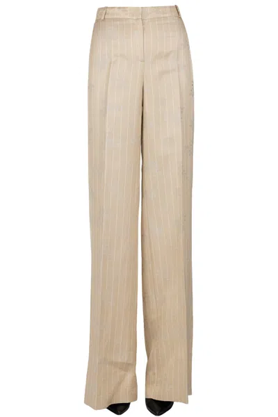 Kiltie Pinstriped Jacquard Fabric Trousers In Burgundy