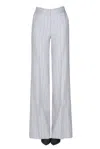 Kiltie Pinstriped Linen Trousers In Light Grey