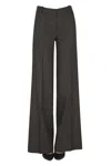 Kiltie Pinstriped Wide Leg Trousers In Black