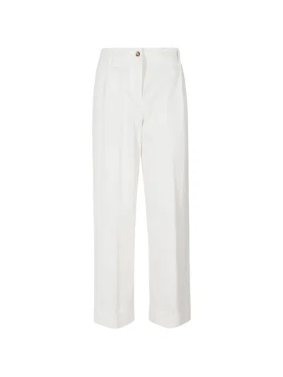 Kiltie Pleated Turn-up Trousers In White