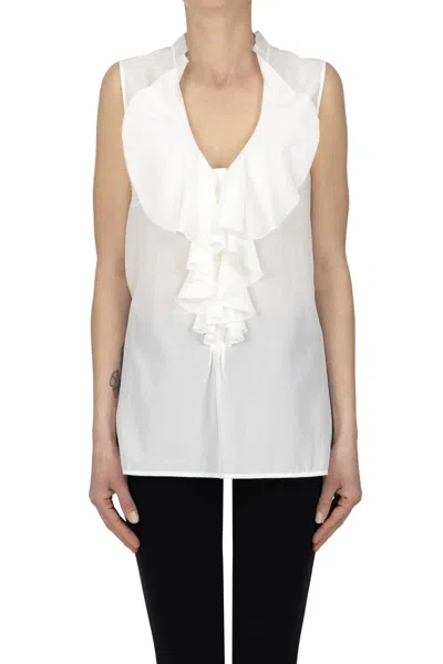 Kiltie Ruched Top In White