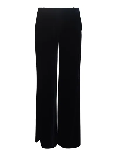 Kiltie Straight Leg Velvet Trousers In Blu