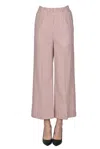 Kiltie Striped Cotton Trousers In Brick Red