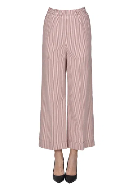 Kiltie Striped Cotton Trousers In Pink