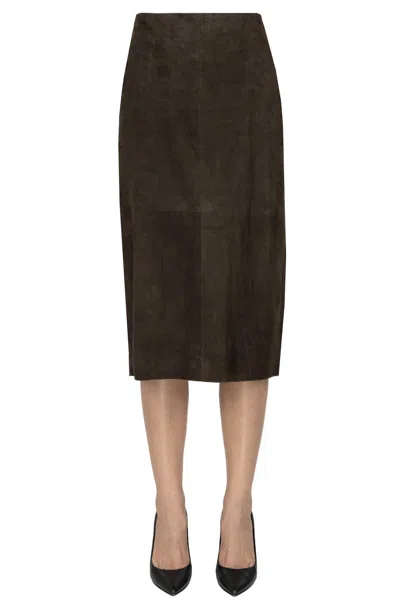 Kiltie Suede Skirt In Brown