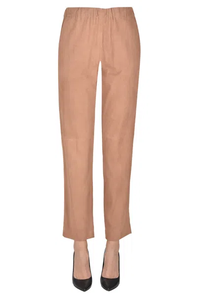 Kiltie Suede Trousers In Sand