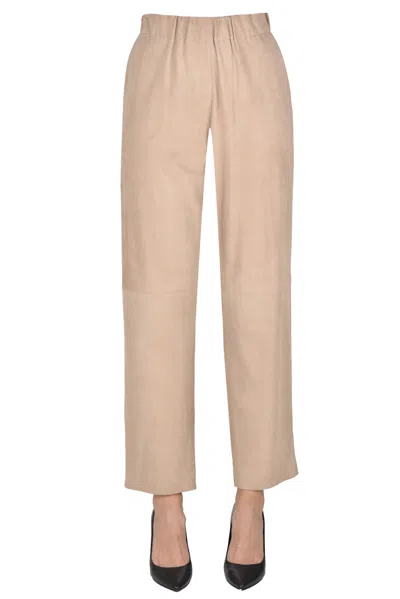 Kiltie Suede Trousers In Sand