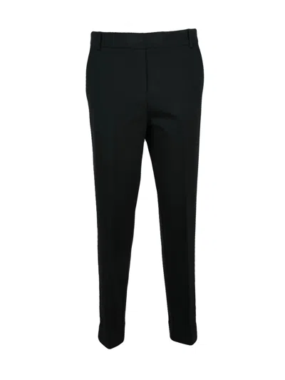 Kiltie Tapered Leg Stretch Trousers With Zip Closure And Side Pockets In Black