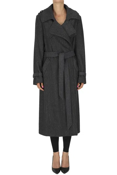 Kiltie Trench Style Robe Coat In Multi