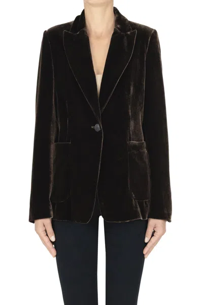 Kiltie Velvet Blazer In Brown