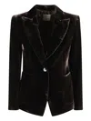 Kiltie Single-breasted Velvet Jacket With Revered Collar In Brown