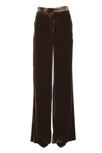 Kiltie Velvet Trousers In Brown