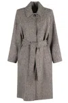 Kiltie Houndstooth-pattern Belted Coat In Gray