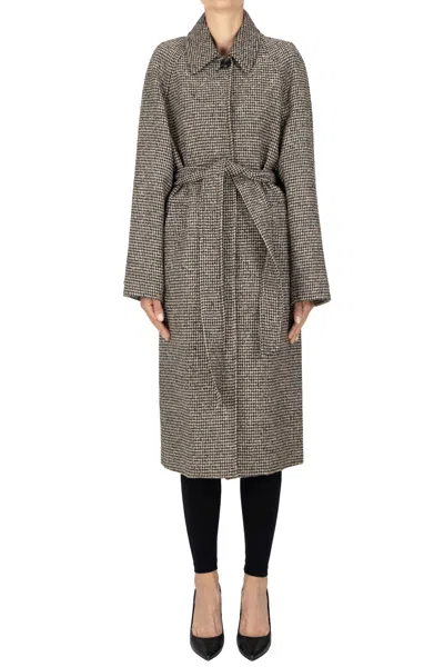 Kiltie Vichy Tweed Coat In Gray