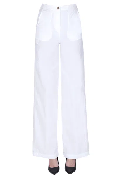 Kiltie Wide Leg Trousers In White