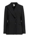 Kiltie Woman Blazer Black Size 8 Virgin Wool, Elastane In Black