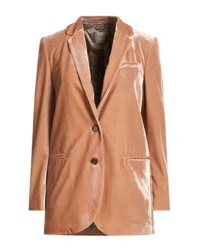 Kiltie Woman Blazer Blush Size 6 Viscose, Silk In Brown