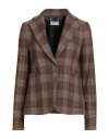 Kiltie Woman Blazer Camel Size 2 Virgin Wool, Polyester, Polyamide, Viscose, Elastane