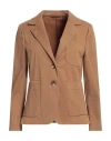 Kiltie Woman Blazer Camel Size 8 Cotton, Tencel, Elastane In Beige