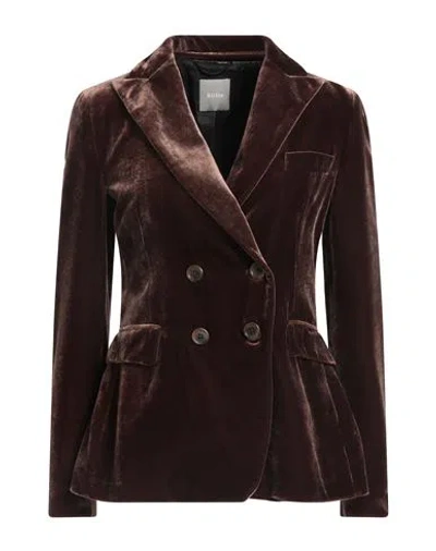 Kiltie Woman Blazer Chocolate Brown Size 10 Viscose, Silk