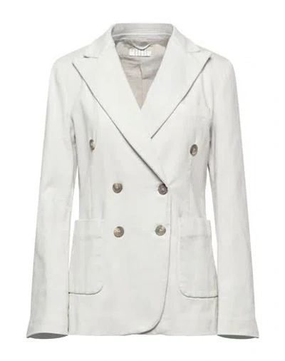 Kiltie Woman Blazer Light Grey Size 10 Cotton, Elastane