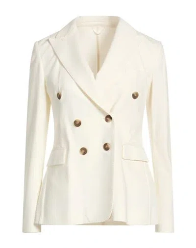 Kiltie Woman Blazer White Size 4 Viscose, Polyamide, Elastane In Neutral