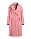 KILTIE KILTIE WOMAN COAT PASTEL PINK SIZE 4 VIRGIN WOOL, POLYAMIDE