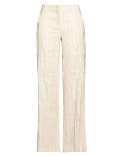 Kiltie Woman Pants Beige Size 10 Viscose, Linen, Cotton