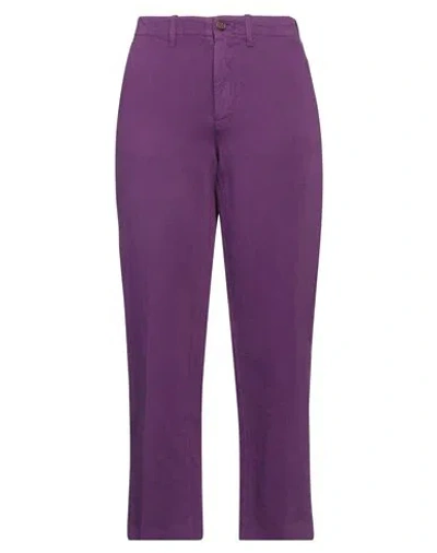 KILTIE KILTIE WOMAN PANTS PURPLE SIZE 4 COTTON, LINEN