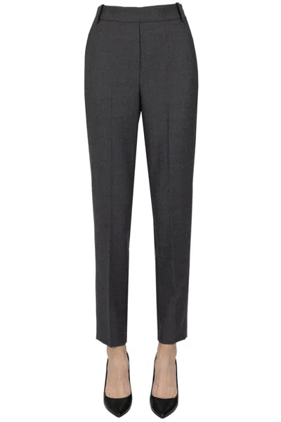 Kiltie Wool Cigarette Trousers In Gray