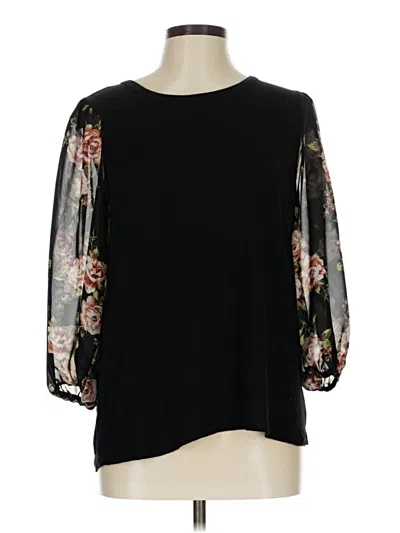 Pre-owned Kim & Cami 3/4 Sleeve Blouse In Black
