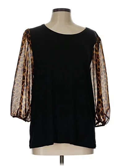 Pre-owned Kim & Cami 3/4 Sleeve Blouse In Black
