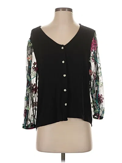 Pre-owned Kim & Cami 3/4 Sleeve Blouse In Black