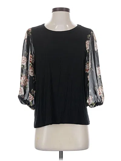 Pre-owned Kim & Cami 3/4 Sleeve Blouse In Black