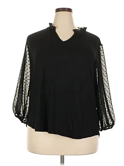 Pre-owned Kim & Cami 3/4 Sleeve Blouse In Black