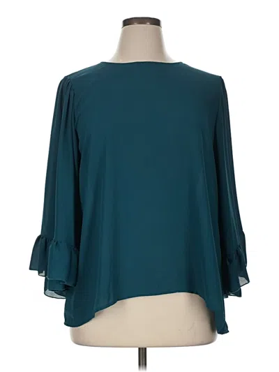Pre-owned Kim & Cami 3/4 Sleeve Blouse In Teal
