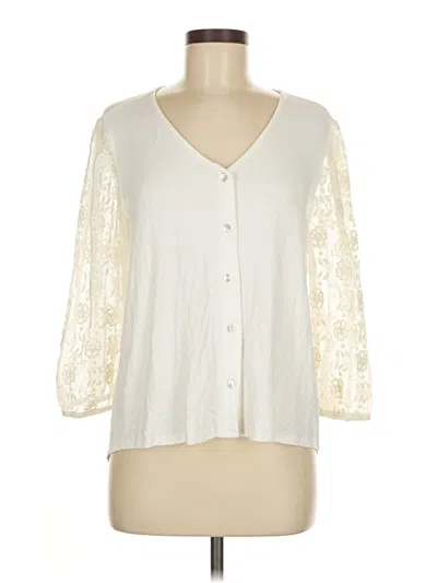 Pre-owned Kim & Cami 3/4 Sleeve Blouse In White