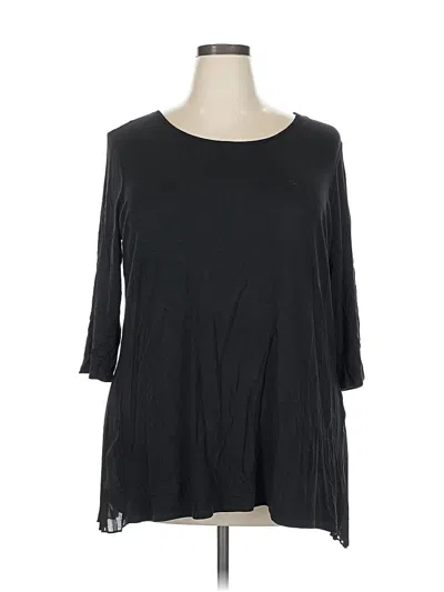 Pre-owned Kim & Cami 3/4 Sleeve Top Black Boatneck Tops