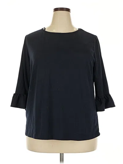 Pre-owned Kim & Cami 3/4 Sleeve Top Black Boatneck Tops