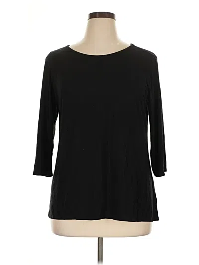 Pre-owned Kim & Cami 3/4 Sleeve Top Black Boatneck Tops