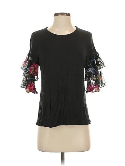 Pre-owned Kim & Cami 3/4 Sleeve Top Black Cold Shoulder Neckline Tops