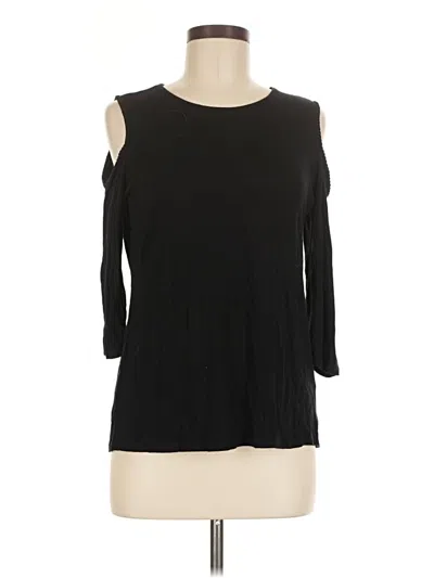 Pre-owned Kim & Cami 3/4 Sleeve Top Black Cold Shoulder Neckline Tops