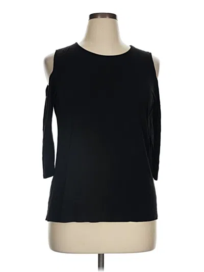Pre-owned Kim & Cami 3/4 Sleeve Top Black Cold Shoulder Neckline Tops