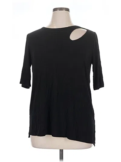 Pre-owned Kim & Cami 3/4 Sleeve Top Black Keyhole Neckline Tops